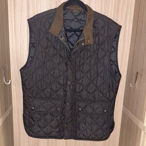 Barbour Men's Dark Quilted Vest XL brown collar